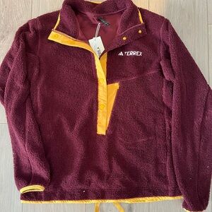 Adidas Terrex Burgundy and Yellow Fleece Pullover